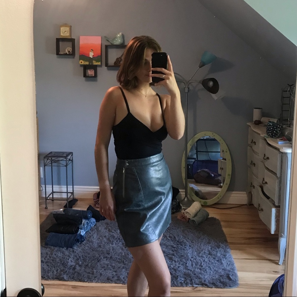 Zara teal faux leather skirt, never worn.
